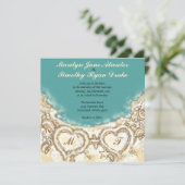 Invitation Des coeurs de monogrammes sur l'invitation à se ma (Debout devant)