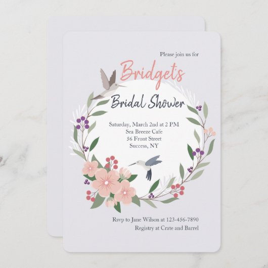 Invitation des colibris (Devant / Derrière)