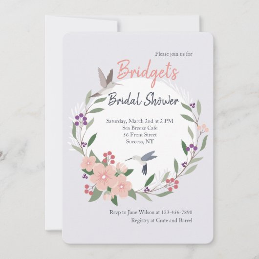 Invitation des colibris (Devant)