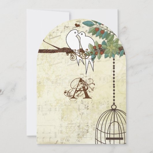 Invitation Des colombes Inséparables turquoises assis dans un (Dos)