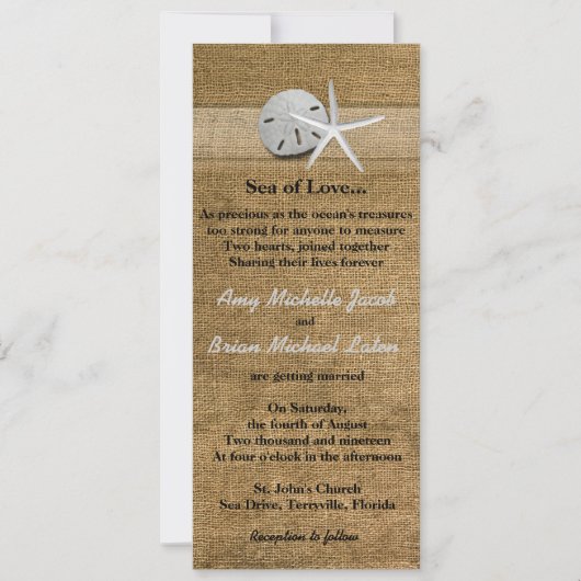 Invitation Des coquillages délicieux sur le mariage unique de (Devant)