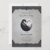 Invitation Des cygnes élégants qui forment un coeur ensemble. (Devant)