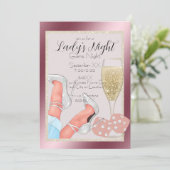 Invitation Dés de Parties scintillant rose de nuit Dames (Debout devant)