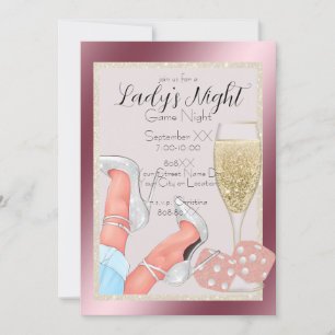 Invitation Dés de Parties scintillant rose de nuit Dames