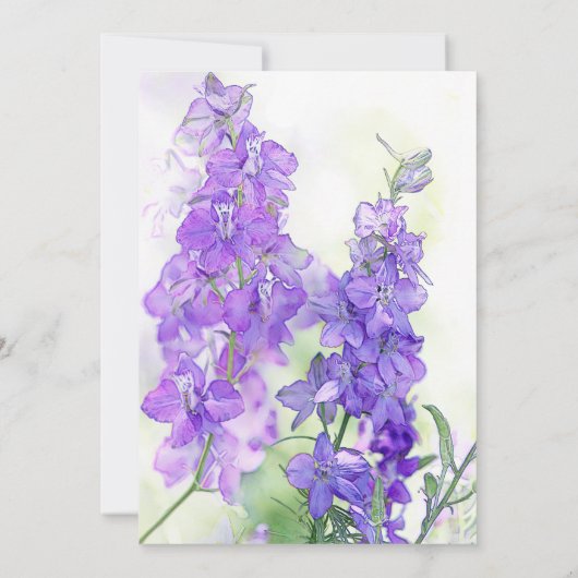 Invitation des Delphiniums d'aquarelle (Dos)