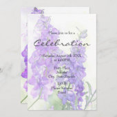 Invitation des Delphiniums d'aquarelle (Devant / Derrière)