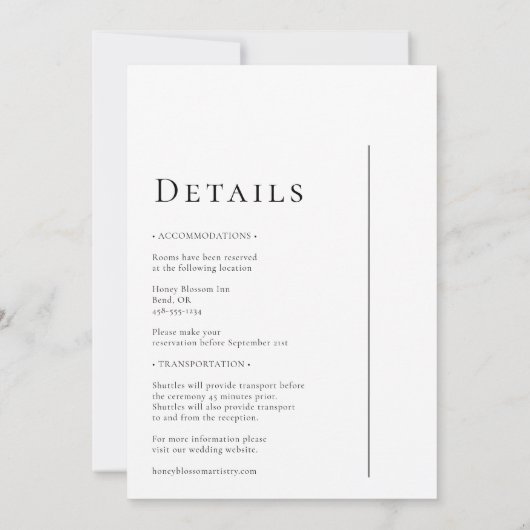 Invitation Des Détails De Mariage Minimal Et Simple Et Modern (Dos)