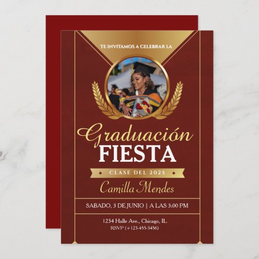 Invitation des diplômés espagnols Fiesta (Devant / Derrière)