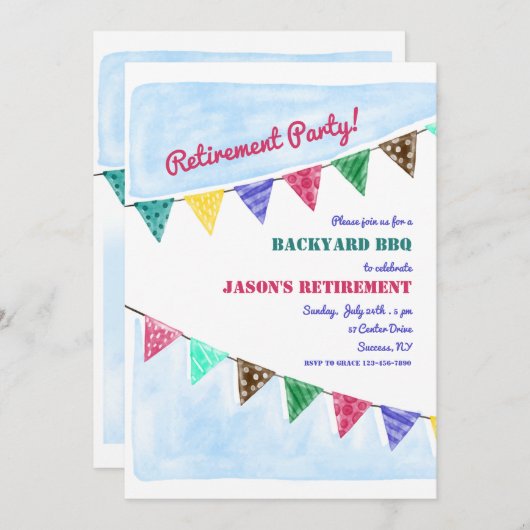 Invitation des drapeaux de fête (Devant / Derrière)