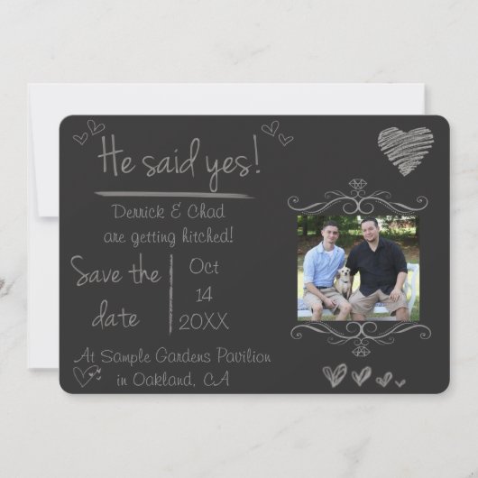 Invitation Des économies de panneau de craie la date, il a (Devant)