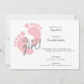 Invitation Des empreintes roses mignonnes C'est un Baby showe (Devant)