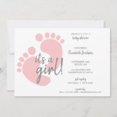 Invitation Des empreintes roses mignonnes C'est un Baby showe (Devant)