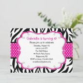 Invitation des enfants Zebra Stripe & Hot Pink Rib (Debout devant)