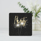 Invitation Des étincelants à la fête de l'anniversaire noir (Debout devant)