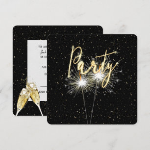 Invitation Des étincelants à la fête de l'anniversaire noir