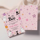 Invitation Des fantômes roses mignons baby shower de boo d'Ha
