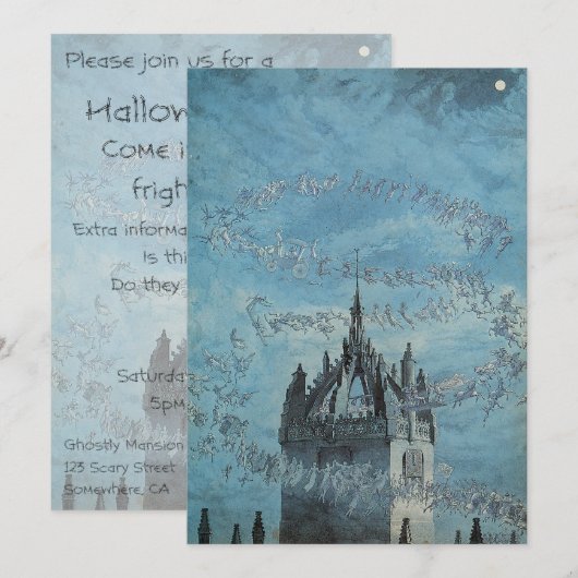 Invitation Des fantômes volent autour d'une tour de l'église (Devant / Derrière)