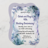 Invitation des Feuilles bleus et des vagues violet (Devant / Derrière)