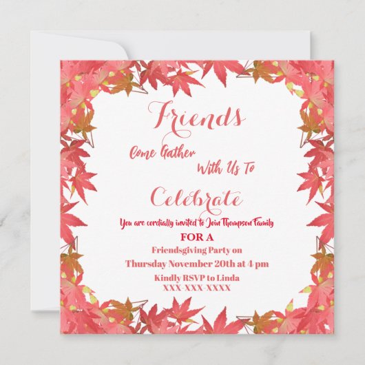  Invitation des Feuilles de l'érable à l'automne (Devant)