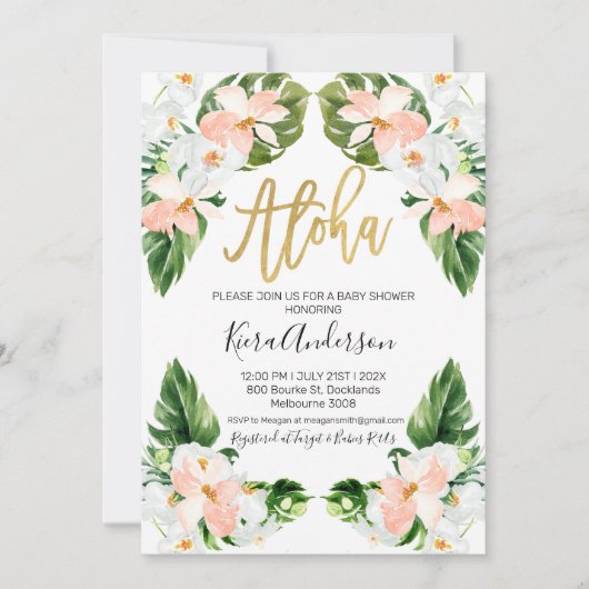 Invitation des filles à l'aloha tropical baby show (Devant)