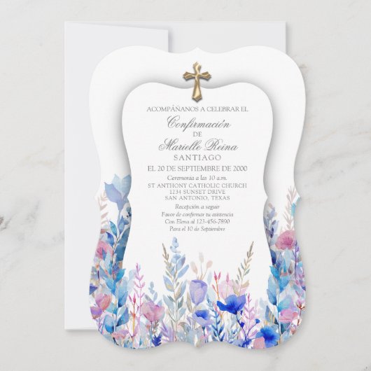 Invitation des filles de confirmation espagnole (Devant)