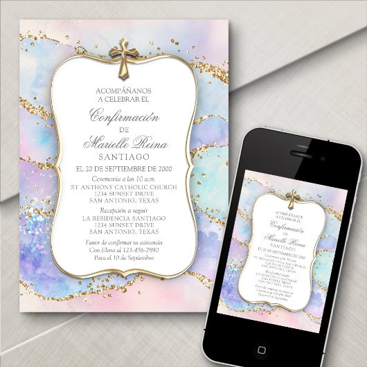 Invitation des filles de confirmation espagnole
