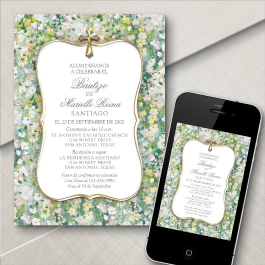 Invitation des filles du baptême espagnol