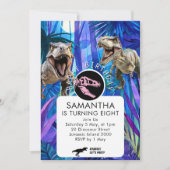 Invitation Des filles FORMIDABLES Anniversaire Dinosaures (Devant)