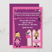 Invitation Des filles glamour s'habillent Makeover Party (Devant / Derrière)