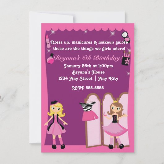 Invitation Des filles glamour s'habillent Makeover Party (Devant)