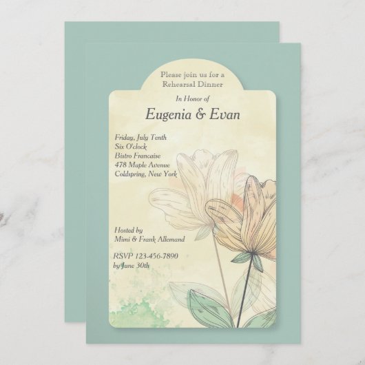 Invitation des fleurs d'aquarelle (Devant / Derrière)