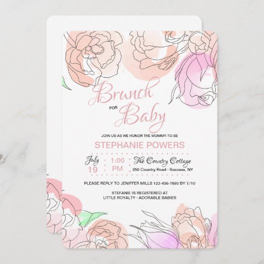 Invitation des fleurs d'aquarelle (Devant / Derrière)