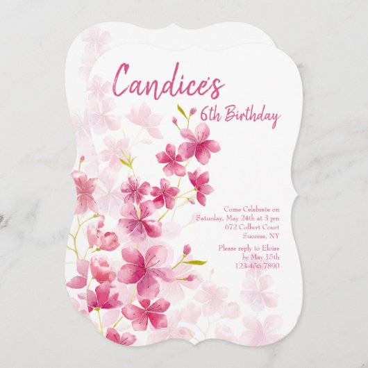 Invitation des fleurs d'aquarelle (Devant / Derrière)