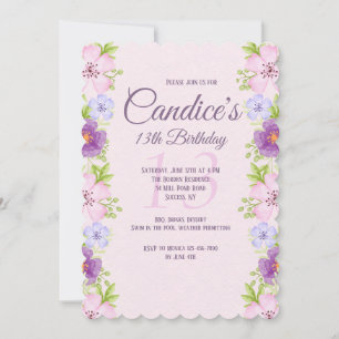 Invitation des fleurs d'aquarelle