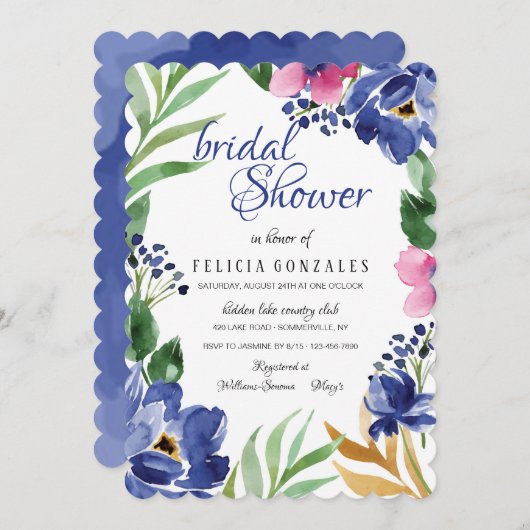 Invitation des fleurs d'aquarelle (Devant / Derrière)