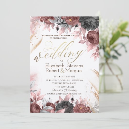 Invitation des fleurs d'aquarelle d'automne (Debout devant)