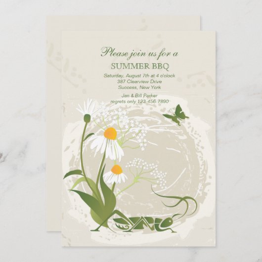 Invitation des fleurs d'été (Devant / Derrière)