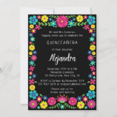 Invitation des fleurs mexicaines colorées quinceañ (Devant)