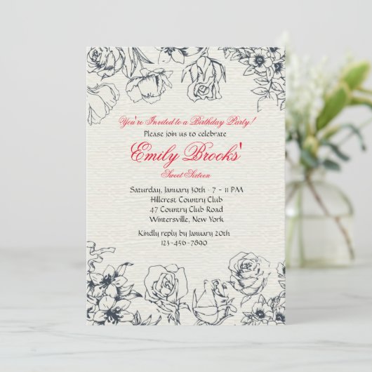 Invitation des fleurs réservées (Debout devant)