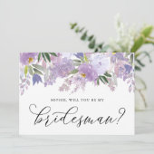 Invitation Des Fleurs Violettes Et Douces Serez-Vous Mon Épou (Debout devant)