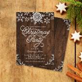 Invitation Des flocons de neige rustiques à la fête de Noël d