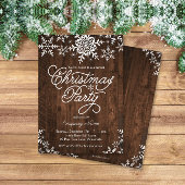 Invitation Des flocons de neige rustiques à la fête de Noël d