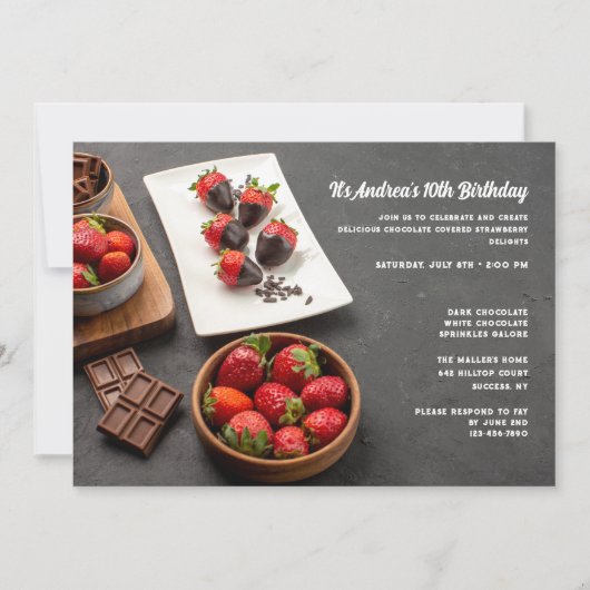 Invitation des fraises couvertes de chocolat (Devant)