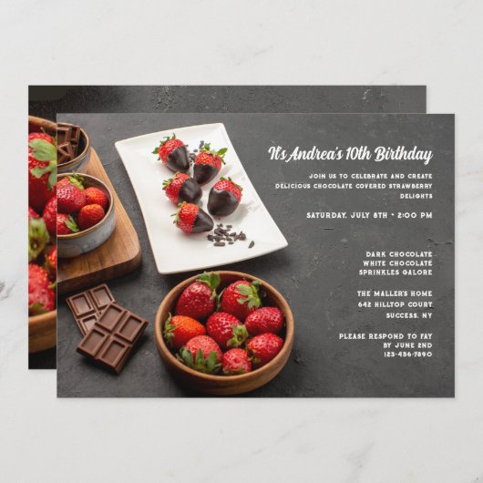 Invitation des fraises couvertes de chocolat (Devant / Derrière)