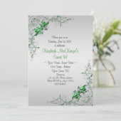 Invitation Des frissons d'argent vert orné sur un sucré d'arg (Debout devant)