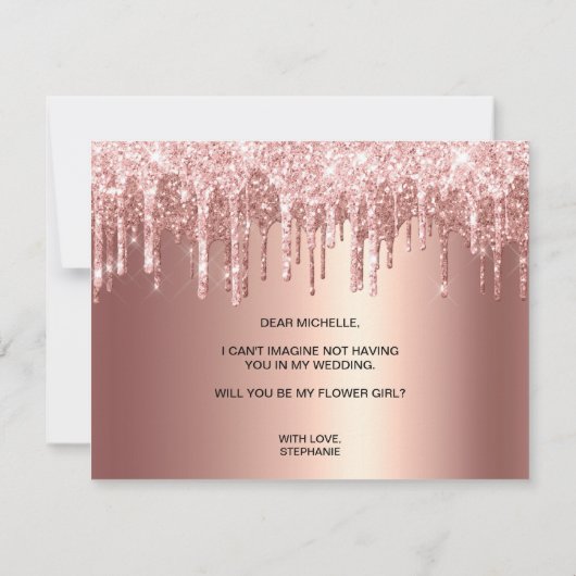 Invitation Des gouttes d'or roses, tu seras ma fille aux fleu (Dos)