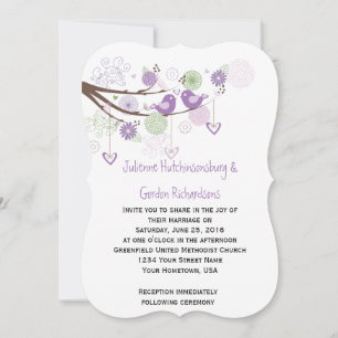 Invitation Des Inséparables violets ramollissent la main tiré