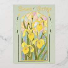Invitation des Iris en Verre Satiné Gold Foil