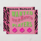 Invitation des joueurs Wild Bunco (Devant / Derrière)