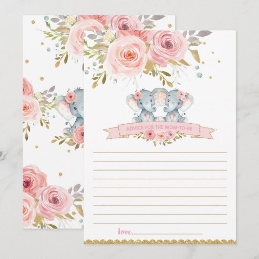 Invitation Des jumelles éléphantes pour bébés : conseils à ma (Devant / Derrière)